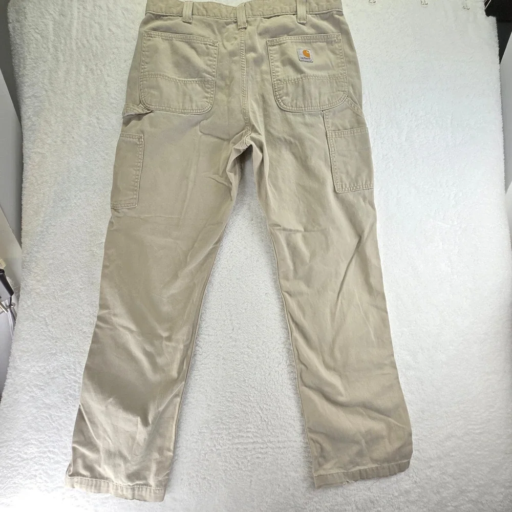 Carhartt Carpenter Utility Tech Pants Mens 34x31 Khaki Dungaree Canvas‎ Durable